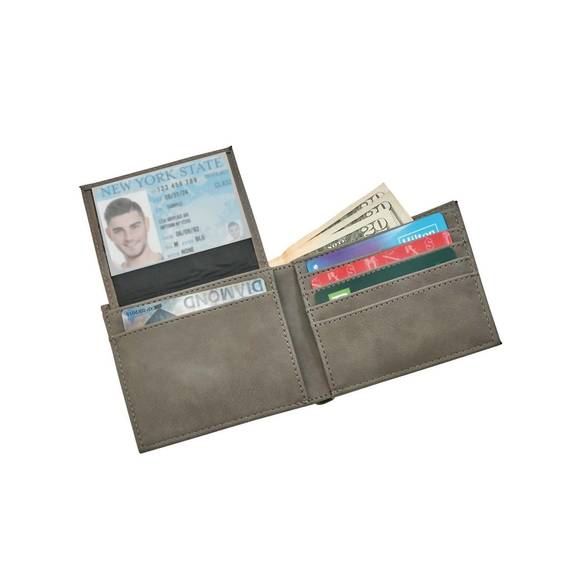 NEW CREATIVE GIFTS INTERNATIONAL leatherette bill fold in grey - Picture 2 of 2